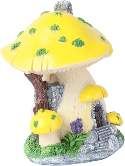 Miniatuur Huisje - Dorpel Decoratie - Mini Tuin - Fantasie Wereld - 12.5 x 10 x 9 cm - Geel