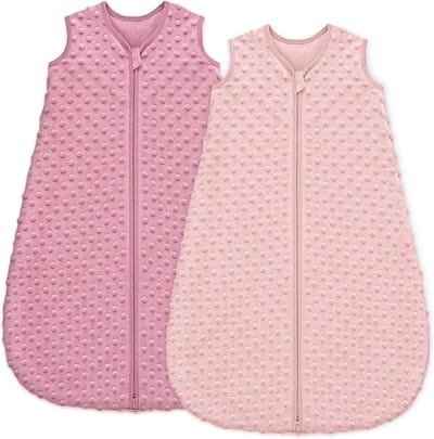 SnelShoppen - Slaapzak Baby 1.5TOG Pluche Stippen 0-6 Maanden Roze - Comfortabele en Veilige Slaapzak voor Kinderen - Ideaal voor Thuis en Op Reis
