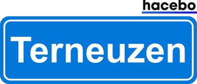 Hacebo - Plaatsnaam Sticker - 29x10 CM - Terneuzen sticker - Verkeersborden sticker - grappige cadeaus - Terneuzen