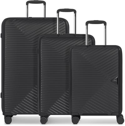 March15 Trading Gotthard Edition 4 wielen Kofferset 3-delig - Harde bagage - TSA slot - black metallic
