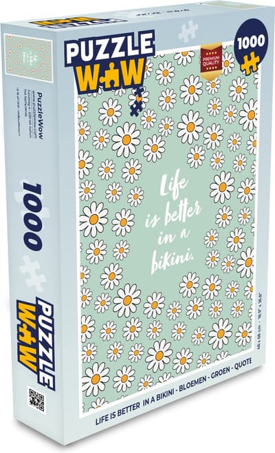 Puzzel Life is better in a bikini - Bloemen - Groen - Quote - Legpuzzel - Puzzel 1000 stukjes volwassenen