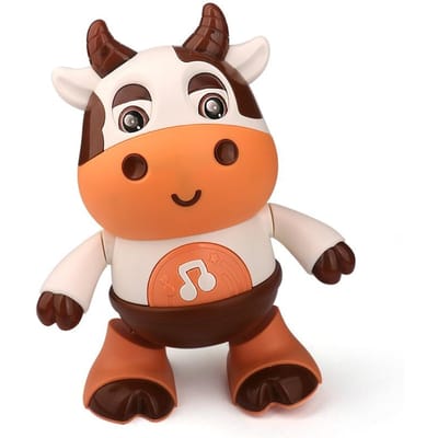 Elektrische Dansende Koe Verlicht Muzikaal Dansend Speelgoed Baby Dierengeluiden Speelgoed Peuter Sensorisch Educatief Interactieve Zwaaiende Kalf orange