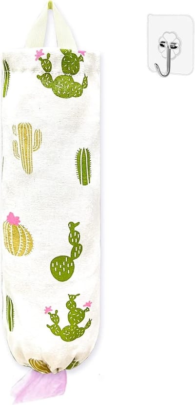Plastic zakhouder - Tashouder dispenser - Keuken organiseren - Machinewasbaar ontwerp - H18.5"xB7.87" - Cactus