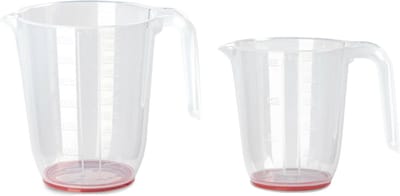PlasticForte maatbekers set - 2x - 500ml/1L - kunststof - Keuken mengbekers