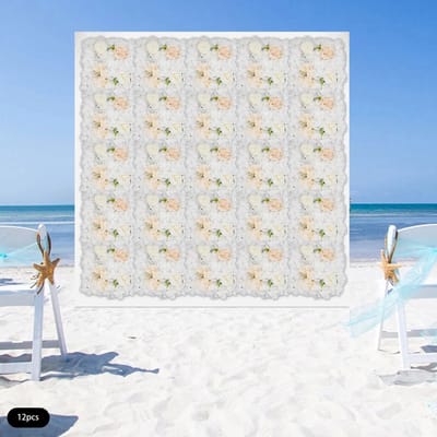 Dailygoods 12 stuks 38x38cm witte Dahlia Pioenroos Hortensia Grid Set, Kunstbloemen Wandpanelen, Bloemenwand, Binnen- en
