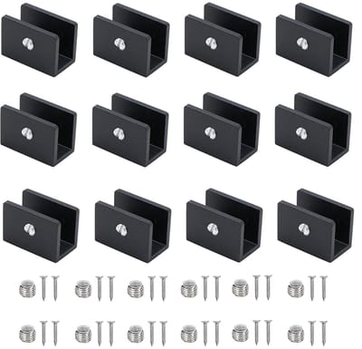 Dailygoods- Glashouder Robuust Aluminium - 12 Stuks - Geschikt voor 8-10mm Glas - Antislip Rubber - Voor Binnen/Buiten Gebruik - Elegant Ontwerp - Glasbeugel