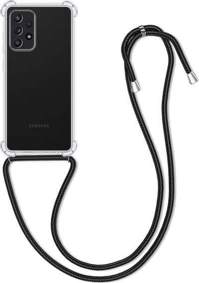 Hoesje Geschikt voor Samsung Galaxy A23 - Met Koord - Shock Proof - Siliconen Case - Back Cover - Telefoonkoord - Telefoon Hoes Shockproof - Telefoonketting - Transparant