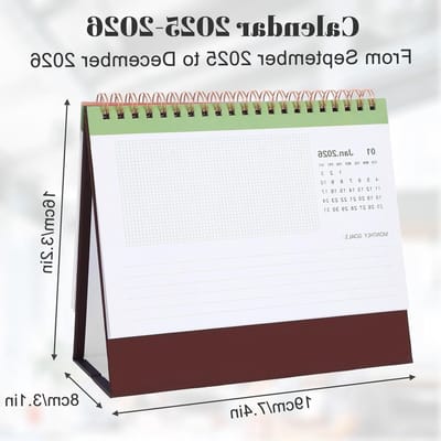 Praktische bruine tafelkalender 2026 met ruime indeling, ideaal voor planning en organisatie