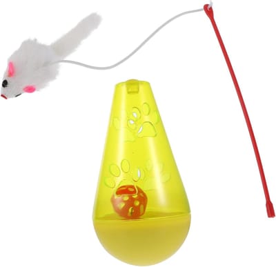 Katten Voerbak - Voerdispenser Hond - Langzaam Eten - Automatisch Lekontwerp - 750 Grams - Geel
