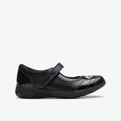 Relda Spark Kinderen Zwarte Leren Schoenen