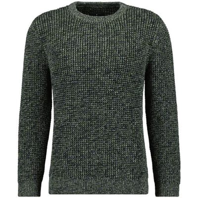 Ragman Trui Structure Knit Pullover Roundneck Donker Groen / male