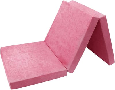 Vouwmatras - Logeerbed Matras - Gasten Ontvangen - Afneembare Hoes - 195 x 120 cm - Roze