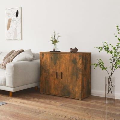 vidaXL - Dressoir - 80x33x70 - cm - bewerkt - hout - gerookt - eikenkleurig