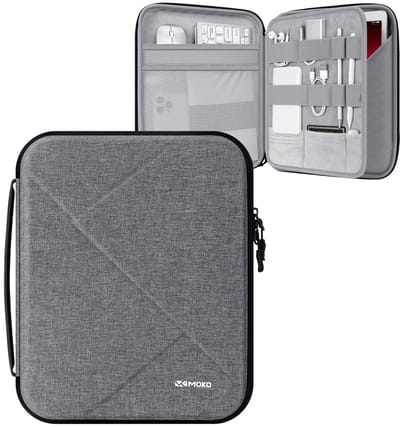 Dailygoods - Dailygoody - MoKo Tablethoes - Tablethoes 13 inch - Gevoerde handgreep - Grijs - Harde schaal - Geschikt voor iPad Pro en Galaxy Tab S8+/S9+ - 3 opber...