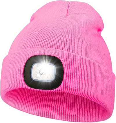 Nivard Wintermuts - Heren - Dames - Volwassenen - Muts - Ski Mask - Ski Masker - Winter Masker - Met Lamp - Roze