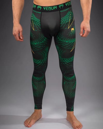 Venum Matupa Spats – Zwart/Groen/Goud | Compressielegging voor MMA, BJJ & Intensieve Training - M