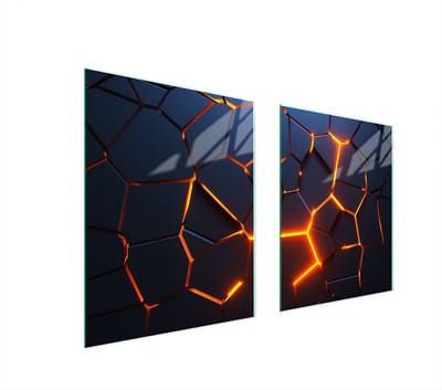 TMK ArtDeko - Serie Magma - Glazen Beschermplaat - 85x52 cm - Stootvast Glas - Veelkleurig