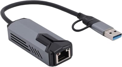 Ethernet Adapter - LAN Converter - Snelle Netwerkverbinding - 2-in-1 USB A/C - 5Gbps Snelheid