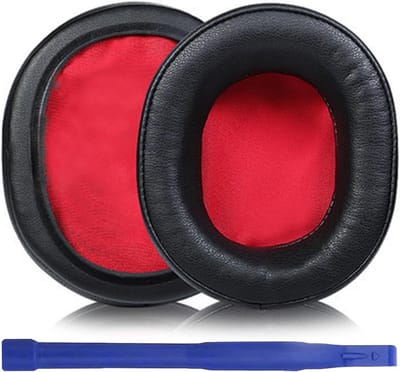 Vervangende oorkussens voor draadloze over-ear Bluetooth hoofdtelefoons, comfortabel en duurzaam, met geheugenschuim en kunstleer (Zwart Rood)
