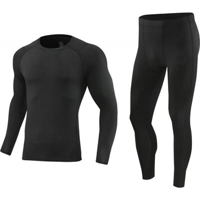 Heren Bodybuilding Sportkleding Kleding Fitnesspak Trainingsbroek Sportschool Spier Elastisch Compressie Maillots Skinny Hardloop Trainingspak XS black