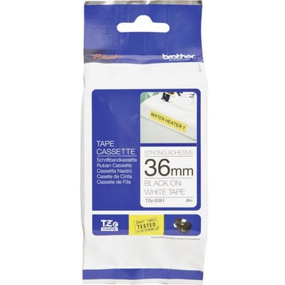 Brother TZe-S261 extra klevend tape zwart op wit 36mm x 8m (origineel)