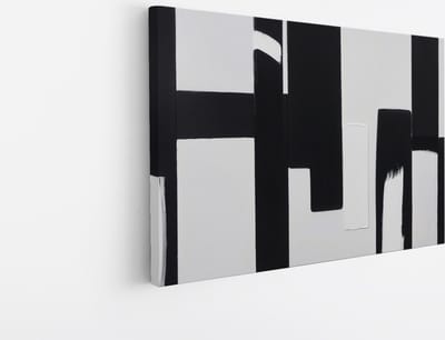 Saammp - Canvas Schilderij - Abstract - Geometrische Kunst - Zwart-Wit - Lijnen - 30x20 - Foto op canvas - Wanddecoratie - muurdecoratie Woonkamer - Slaapkamer decoratie - Canvas Print