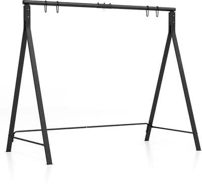 COSTWAY Schommelframe met 5 ophangringen, frame voor hangbank/schommelbank/nestschommel/hangstoel, schommelframe van metaal, voor tuin, veranda, zwart