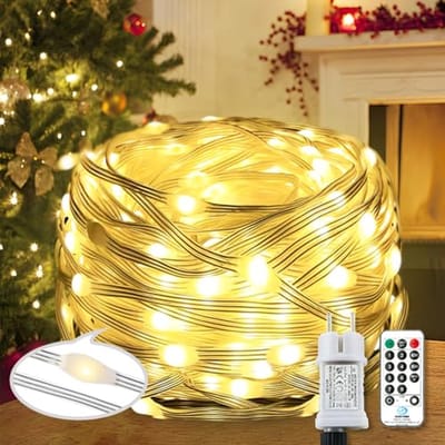 SnelShoppen - 220 LED Fairy Lights 25m Warm Wit - Buiten Binnen Sfeerverlichting met Afstandsbediening & Timer - Tuin, Kerst, Bruiloft Decoratie