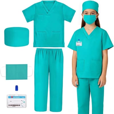 Kinder Dokterskostuum met Doktersjas, Identiteitskaart en Accessoires voor Rollenspel en Carnaval (120 cm)