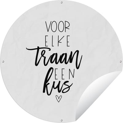 Tuincirkel Sterkte - Quote - Zwart - Kus - 60x60 cm - Ronde Tuinposter - Buiten