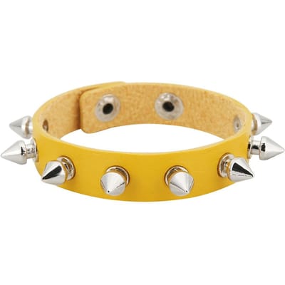 Zwarte Goth Armbanden Voor Vrouwen Punk Boho Emo Spikes Klinknagels PU Leer Armband Manchet Bangles Festival Sieraden Feest Cadeaus yellow