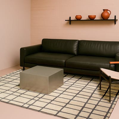 Binnen & Buiten Vloerkleed - 80 x 150 cm - Lola&Moi Caro Creamy Black - Laagpolig Tapijt - Gerecycled PET - Made in Belgium - Circulair