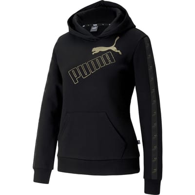 PUMA - Amplified Hoodie FL - Puma Black-Gold - Vrouwen - Maat XS