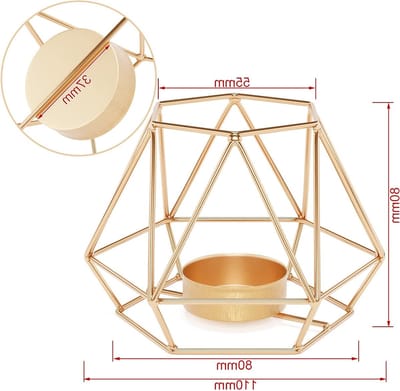 Decoratieve Theelichthouder Set van 2 Stuks, Holle IJzeren Kaarsenhouder voor Woonkamer, Bruiloft en Feestjes (Goud)