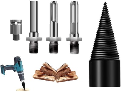 Houtsplitser Kegel van 32 mm met 4 Handvatten, Ideaal voor Haardhout, Boren en Tuinwerkzaamheden