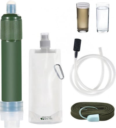 Water Zuiveringspomp - Waterfilter - Outdoor life - waterfilter survival - Noodpakket - Filtert 4000L - Water Filter Straw - Water Filtersysteem - Overlevingsuitrusting -Survival Kit-waterfilter noodpakket-Overleving Kit-Met GeïNtegreerd Rietje-1stuk