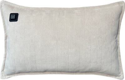 Warmpi Warmtekussen Chenille Beige – 50x30 cm – Elektrisch Verwarmd Ergonomisch Kussen – Inclusief 10.000 mAh Powerbank – 2 Infrarood Warmtepanelen – 3 Warmtestanden tot +/- 60°C