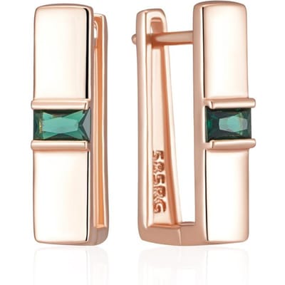 Roségoud Kleur Eenvoudige Bruids Oorbellen Uniek Vierkant Groen Natuurlijke Zirconia Accessoires Dames Vintage Bruiloft Sieraden beige