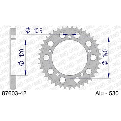 Aluminium tandwiel achter Afam 530 42 dents