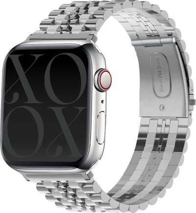 xoxo Wildhearts stalen bandje - Geschikt voor Apple Watch - Series 1/2/3/4/5/6/7/8/9/10/SE - Maat: 38 mm / 40 mm / 41 mm / 42 mm - Hoogwaardig RVS Staal - Horlogeband - incl. horloge inkorter - Zilver