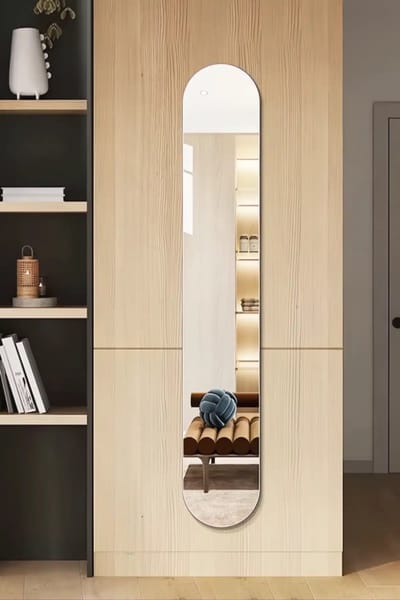 Nordic Style® Ovale spiegel 120x24cm - Frameloos - Scandinavische Spiegels - Ovaal - Zonder lijst - Randloos - Frameloos - Wandspiegel - Badkamerspiegel - Gangspiegel - Wand - Gang - Badkamer