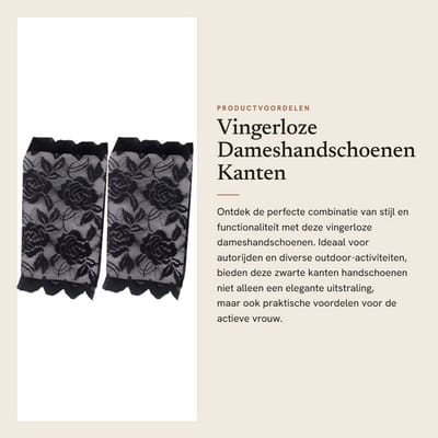 Dailygoods- Vingerloze Handschoenen - Zwart - Kanten Afwerking - Ademend - UV-Bescherming - Antislip - Hoogwaardig Materiaal