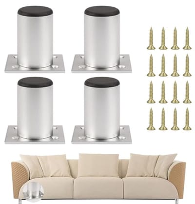 Verstelbare Meubelpoten 6 cm - 4 Stuks, Zilverkleurig, Roestvrij Staal en Aluminiumlegering - Ideaal voor Keuken, Bureau en Kast