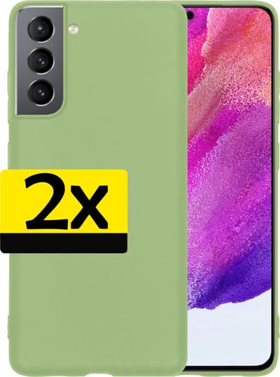 Hoesje - 2 Stuks - Geschikt voor Samsung Galaxy S21 FE - Sterk & Shockproof - Case Siliconen - Back Cover - Telefoon Hoes - Telefoonhoesjes - Groen