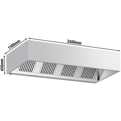 GGM Gastro Kastenhaube - 2400mm - mit Filter & Lampe Zilver