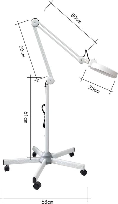 Professionele Verlichte Vergrootlamp met 5 Wielen voor Schoonheidsspecialisten