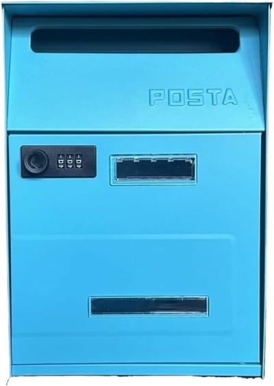 Brievenbus Buiten - Postbus Wandmodel - Post Veilig Opslaan - Afsluitbaar Met Slot - 21.5x10.5x32cm - Blauw