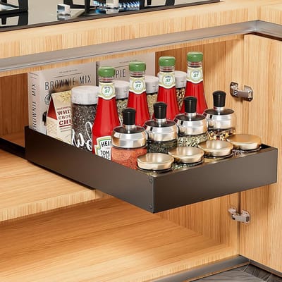 Unyqoos ® Uittrekbare Telescopische Lade Organizer voor Keukenkast - Gemakkelijke Toegang en Grote Opbergruimte
