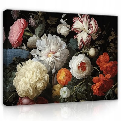 WALLARENA - Canvas schilderij - 100x70 cm - moderne bloemen schilderij met pioenen voor slaapkamer en woonkamer