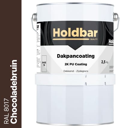 Holdbar Dakpancoating Chocoladebruin (RAL 8017) 2,5 Kg - Waterdicht - Vuil afstotend - UV-bestendig - Alle Kleuren - Dakpannen verven - Hecht op Steen, Beton, Dakpannen of Bestaande coating - 2 Componenten